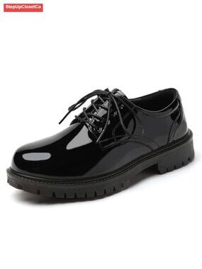 Women's Oxford Shoes Lace Up Flats Leather Brogue Non-Slip Work Dress Shoes